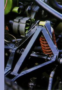 A detail shot of the suspension arrangement